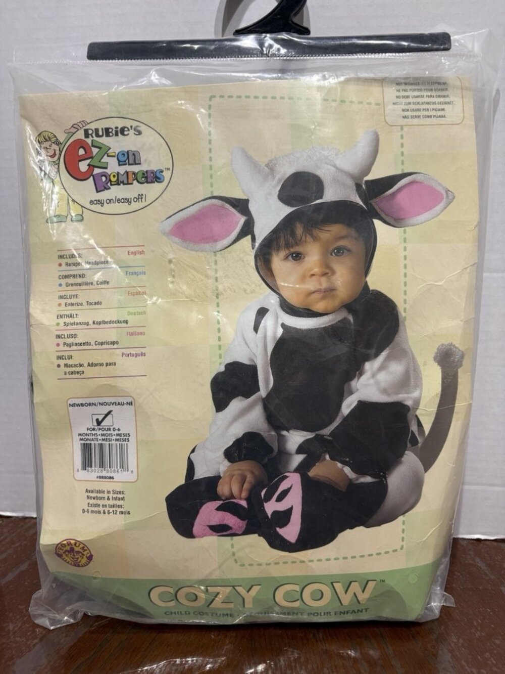 Cow baby Halloween Costume Rubie's 2pc Romper Cozy Cute Infant 6-12 mo